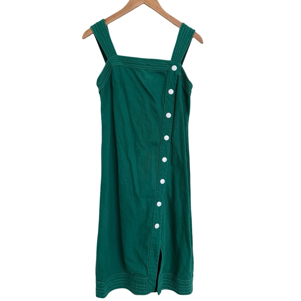 Anthropologie Maeve Elizabeth Green Sleeveless Button Down Dress Size 4 P
